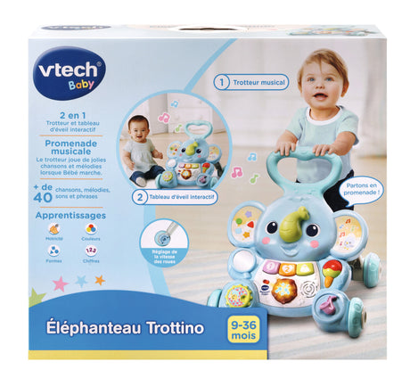 Porteur - Trotteur VTECH BABY - Éléphanteau Trottino - Avec Frein - Bleu