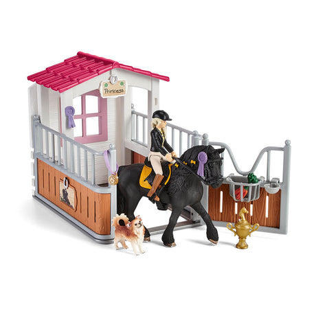 Box avec Tori et Princess, Extension pour écurie schleich avec 26 éléments inclus dont 1 cheval schleich, coffret figurines pour