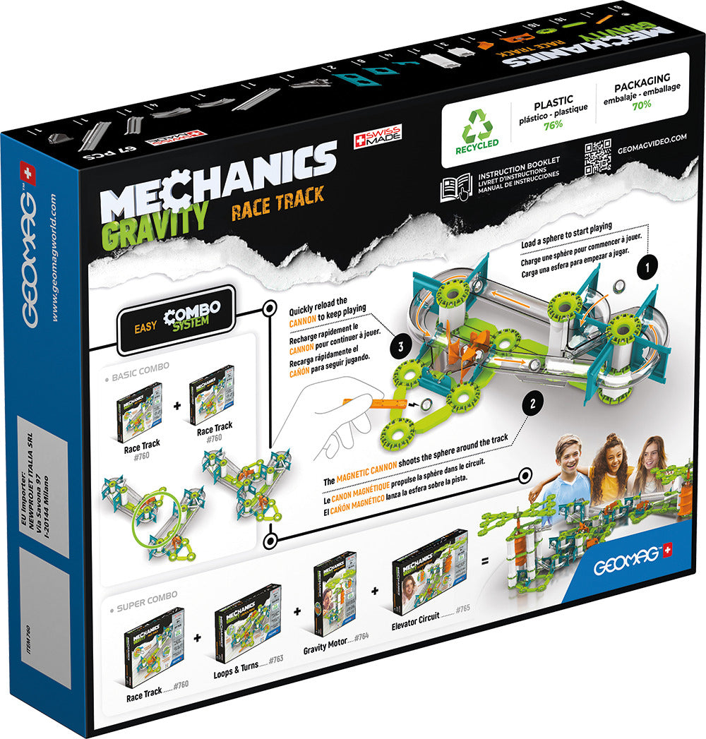 Circuit de billes - GEOMAG - Mechanics Gravity Race Track - 67 pieces - Magnétique - Gravité - Plastique recyclé