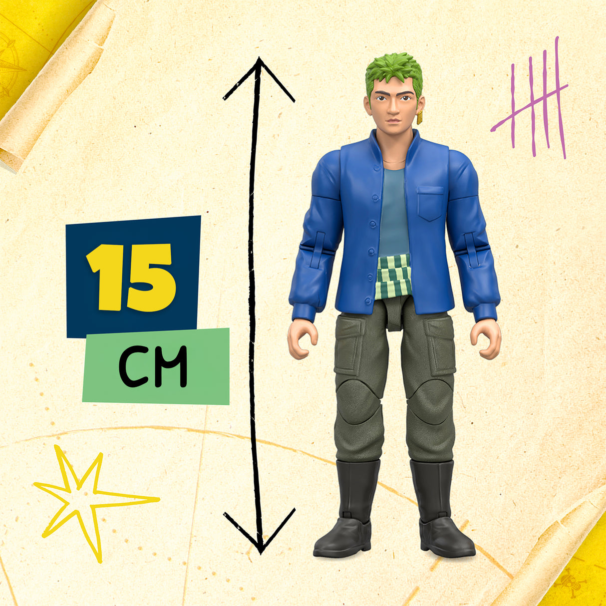 Figurine articulée - ONE PIECE - Zoro - 15 cm - Des 4 ans