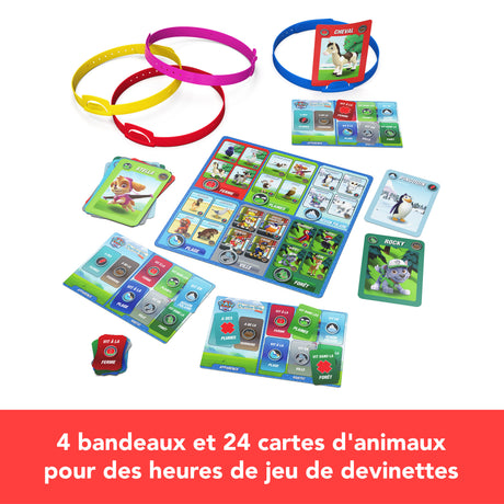 Devine Tete Pat Patrouille, Jeu de Société, Bandeaux et Devinettes, Version Française, Jeu Enfant des 4 ans