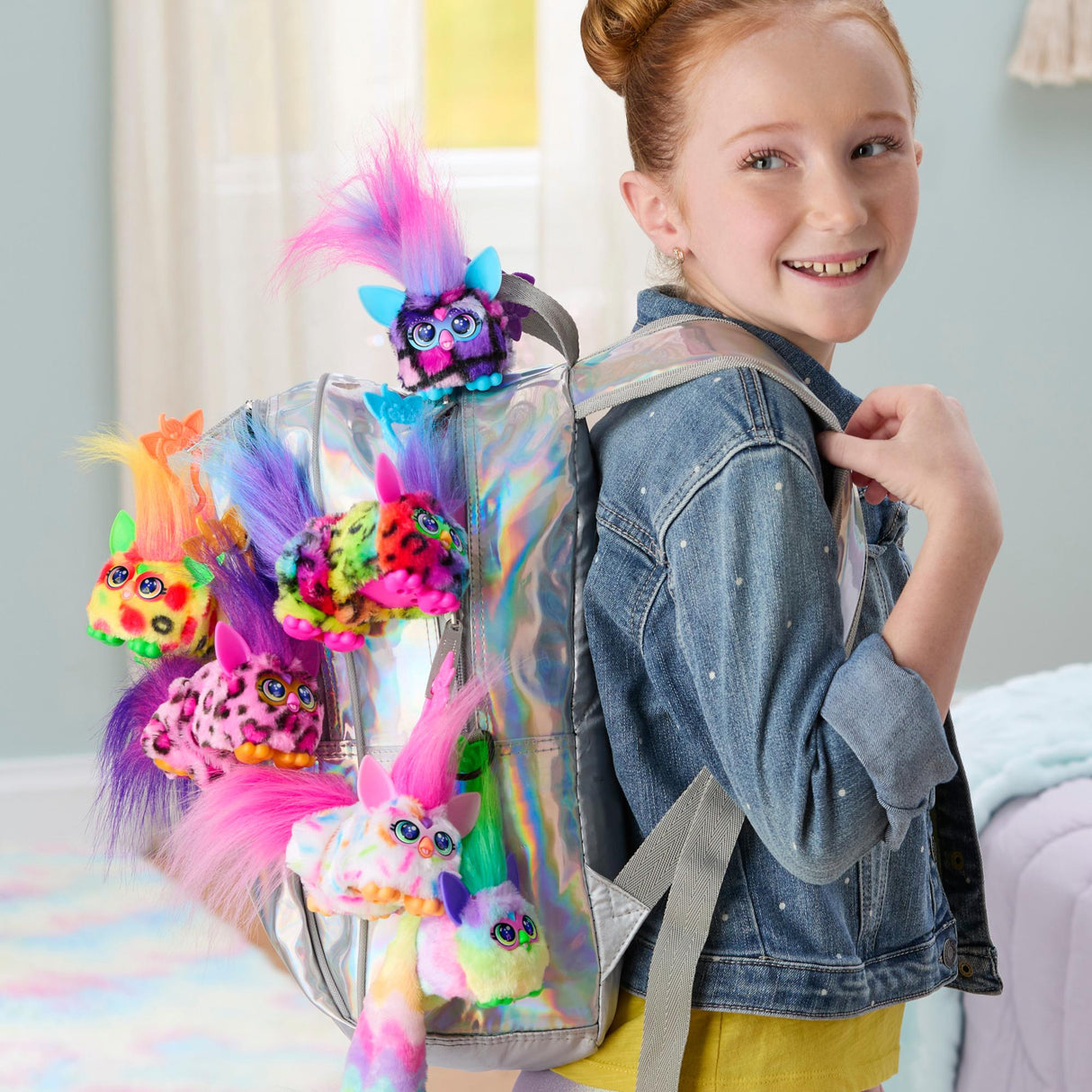 Furby DJ Furblets Rain-Bow-Kat, Mini peluche électronique, jouet pour enfant, 45 sons et musiques, des 6 ans