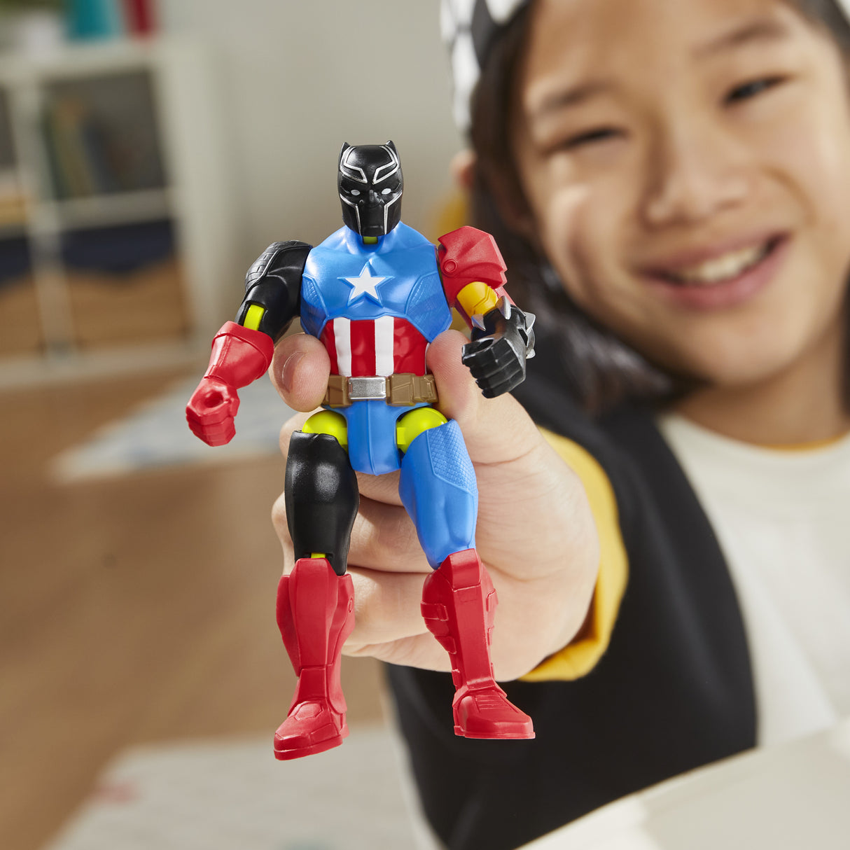 MixMashers Black Panther, figurine 12 cm personnalisable a mélanger et combiner avec accessoires, Marvel, des 4 ans