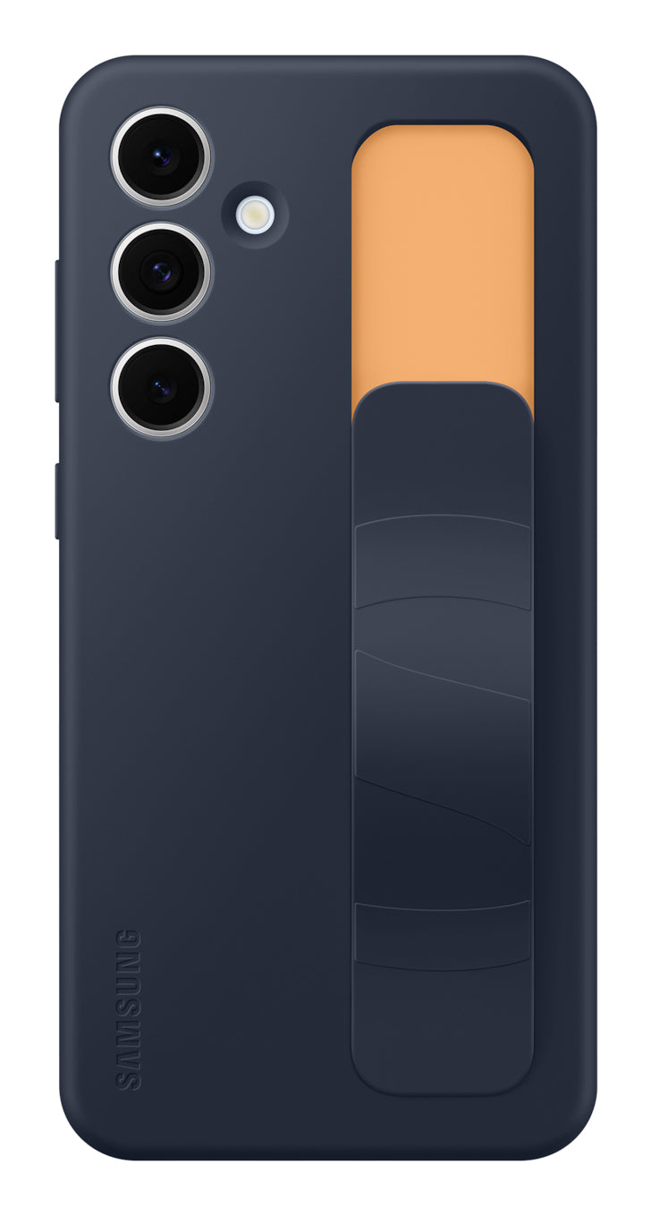 Coque en silicone avec laniere pour Samsung Galaxy S24 FE Bleu foncť