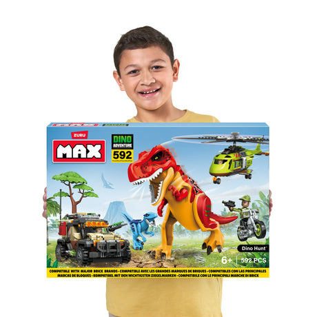Set de Construction - ZURU - Dino Adventure Dino Hunt (592 pieces) - Aventure préhistorique avec dinosaures et véhicules