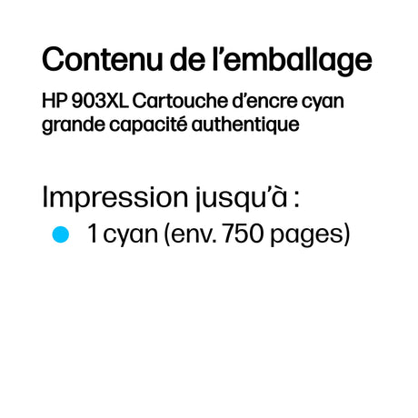 HP 903XL Cartouche d'encre cyan grande capacité authentique (T6M03AE) pour HP OfficeJet Pro 6950/6960/6970