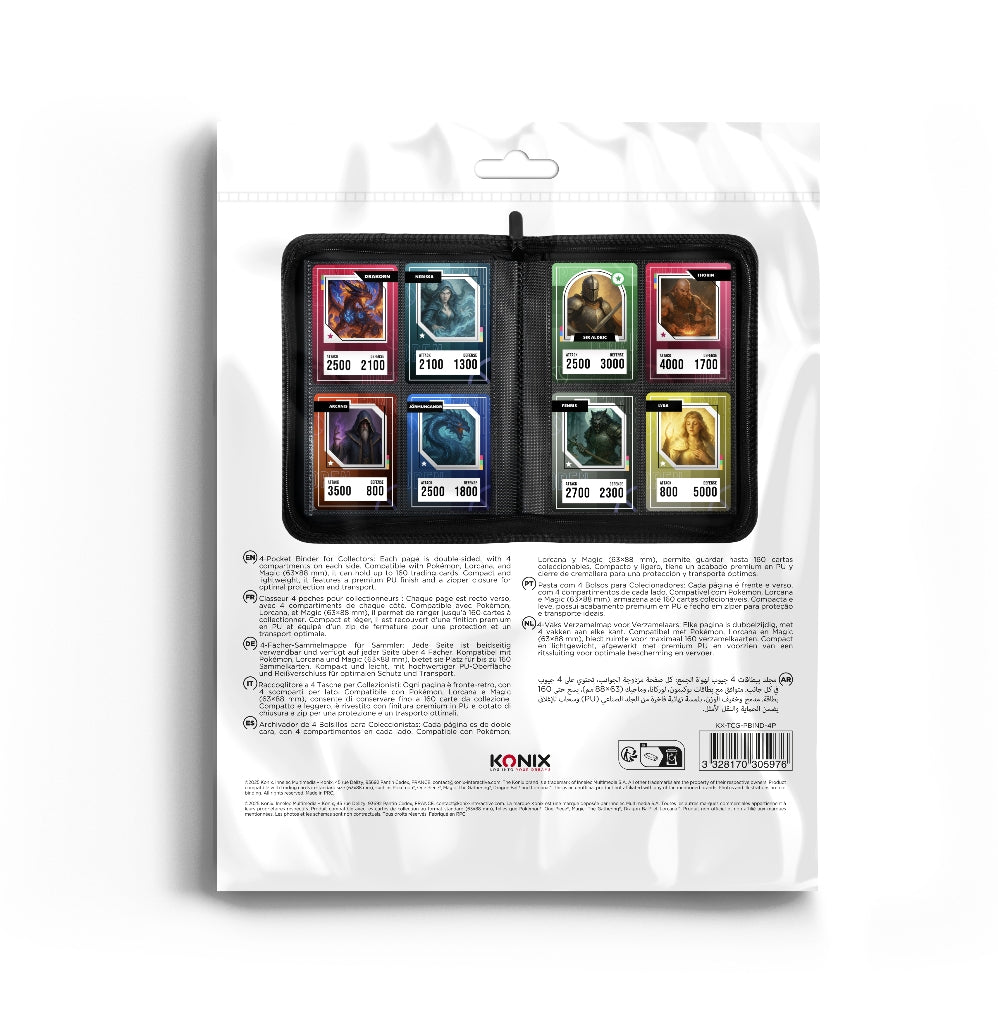Mini album Premium 160 cartes a collectionner - Konix - 4 pochettes 63 x 88 mm - Magic The Gathering, Pokémon, Yu-Gi-Oh! - Noir
