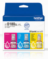 Bouteille d'encre - Brother - BTD180CLVAL - Cyan/Magenta/Jaune - 5000 pages - Pack de 3 - Standard