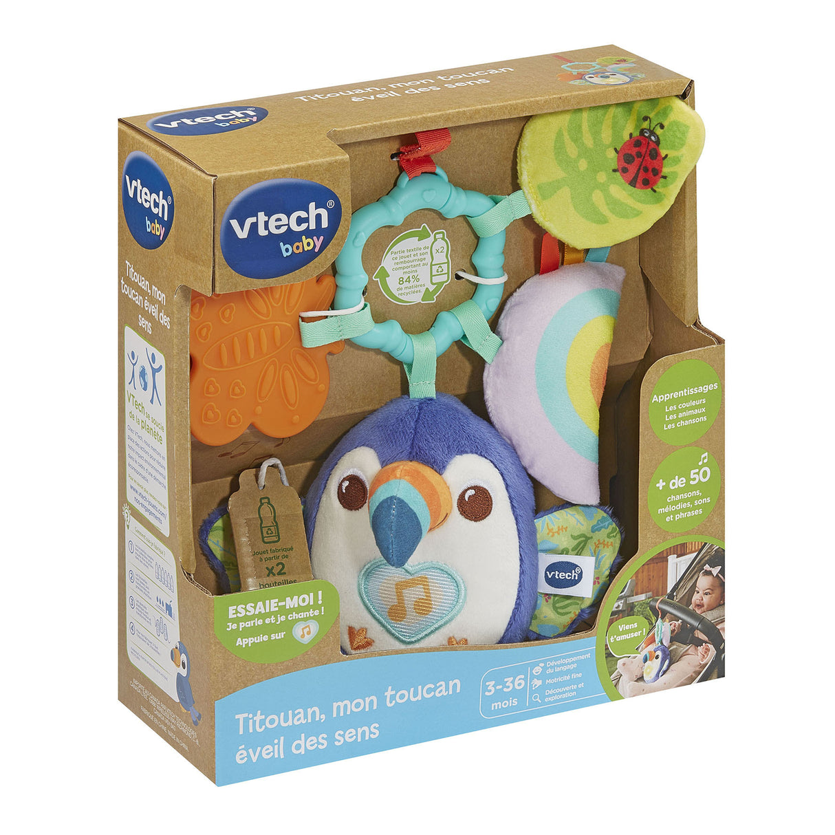 VTECH BABY - TITOUAN, MON TOUCAN ÉVEIL DES SENS (BOUTEILLES PLASTIQUE RECYCLÉES) - Multicolore
