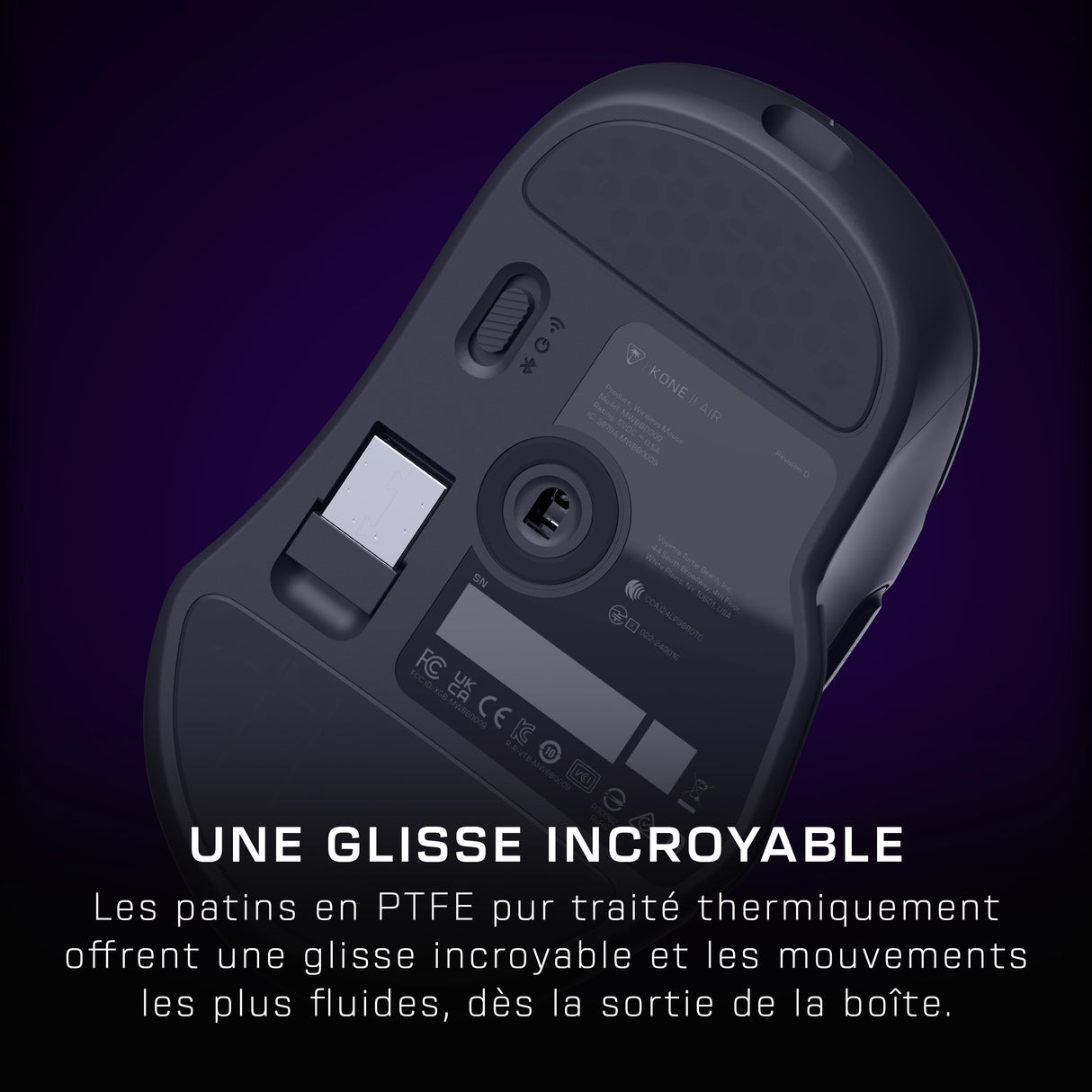 Souris gaming sans fil - Turtle Beach Kone™ II Air - Ergonomique - Noir, Bluetooth, 26 000 DPI, molette 4D