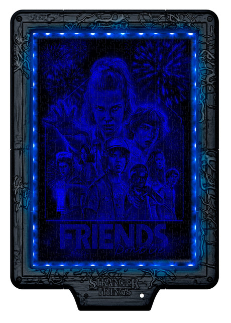 Puzzle Cadre Lumineux Le Monde a l'Envers - CLEMENTONI - Stranger Things - 520 pieces - Effets Visuels LED - 14 Ans -Série Netflix