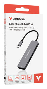 Hub USB-C 3.2 Verbatim Essentials - 6 ports (Gris)