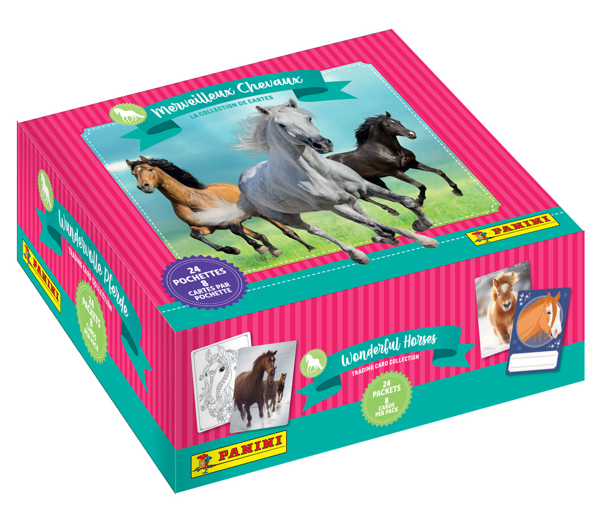 Boîte stickers - PANINI - Collection de cartes pour les fans de chevaux - Contient 24 pochettes de 8 cartes