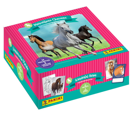 Boîte stickers - PANINI - Collection de cartes pour les fans de chevaux - Contient 24 pochettes de 8 cartes
