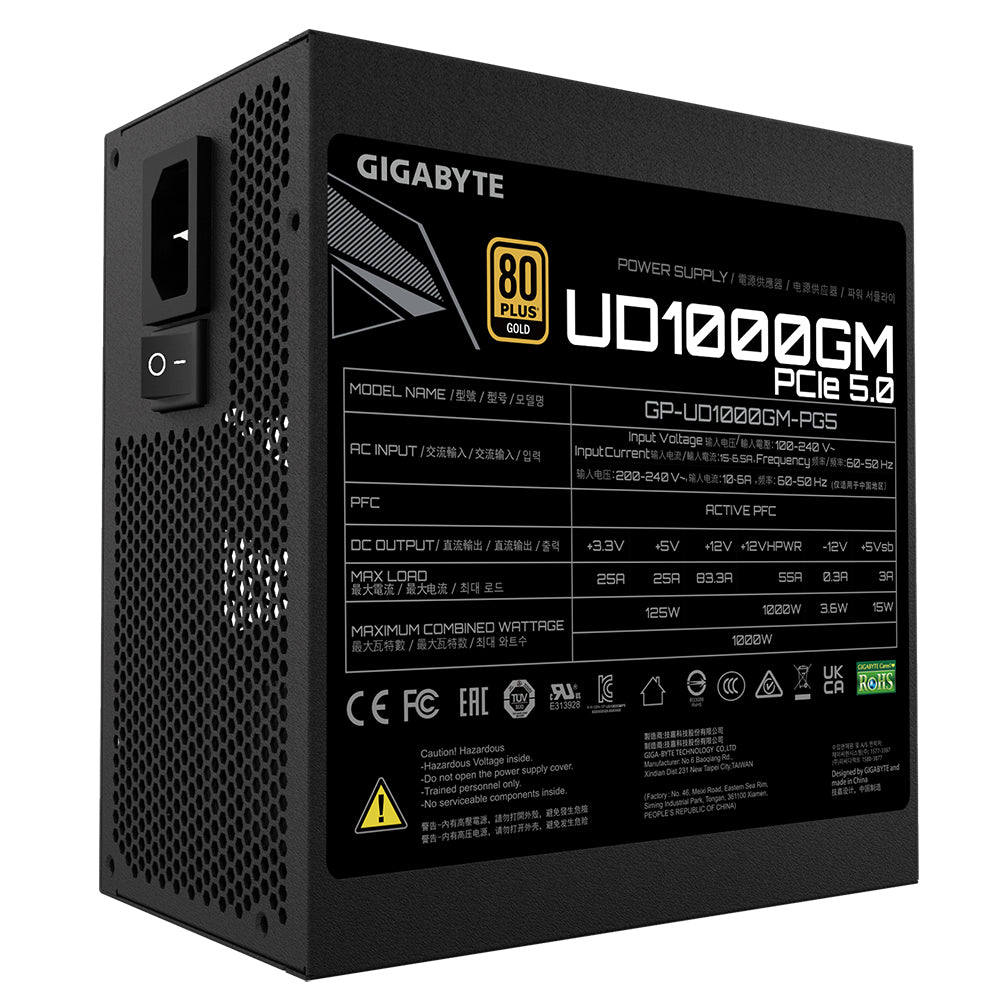 Alimentation ATX Gigabyte Ultra Durable GM PG5 - 1000W (Noir)