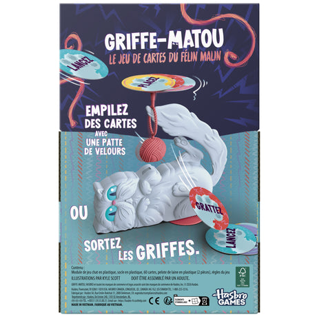 Griffe-Matou, Le jeu de cartes du félin malin, Jeu pour la famille des 8 Ans, 3 a 6 joueurs, Durée 15 min, Hasbro Gaming