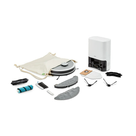 MEDION X21 SW - Robot Aspirateur Laveur avec Station de Vidange - Navigation Laser - Puissance 3000 Pa