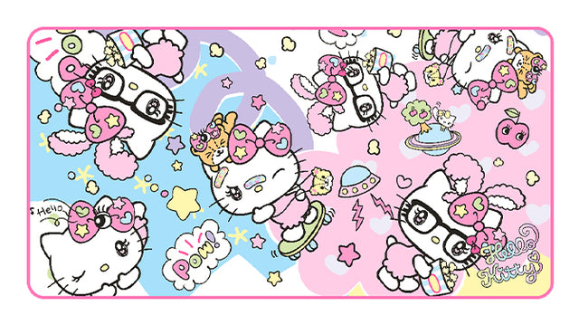 Tapis de souris gaming - KONIX - Hello Kitty - XXL 90 x 46 cm - Surface microfibre antidérapante - Caoutchouc