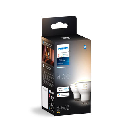 Pack de 2 ampoules LED - PHILIPS HUE - Spot GU10 - Blanc chaud a blanc froid