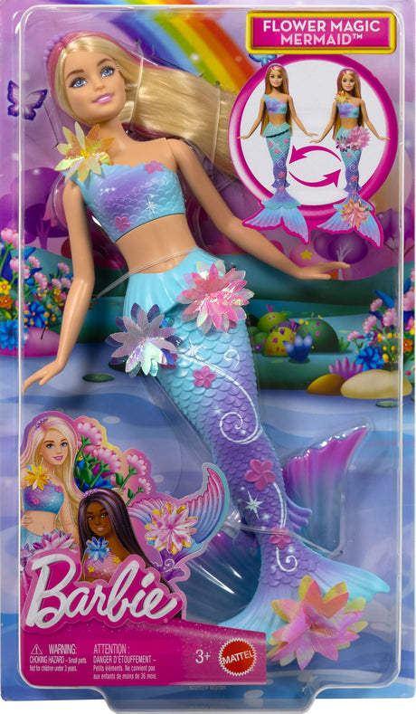 Poupée Sirene - Barbie - Flower Magic - Fleurs Éclorent - Jouable dans l'Eau - Multicolore
