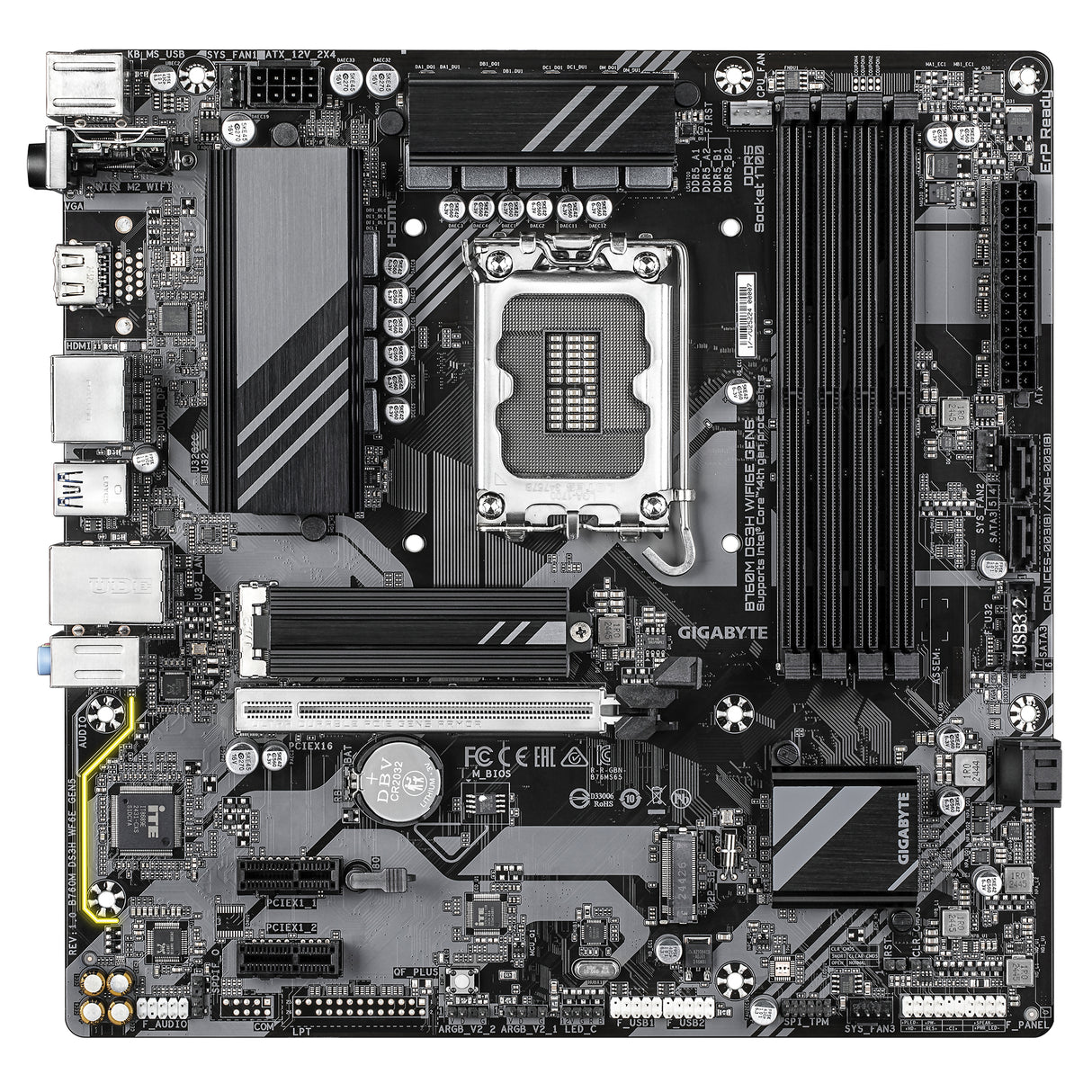 Carte mere - GIGABYTE - B760M DS3H WF6E GEN5 - Format Micro-ATX - Chipset Intel B760 - WiFi 6E & PCIe 5.0
