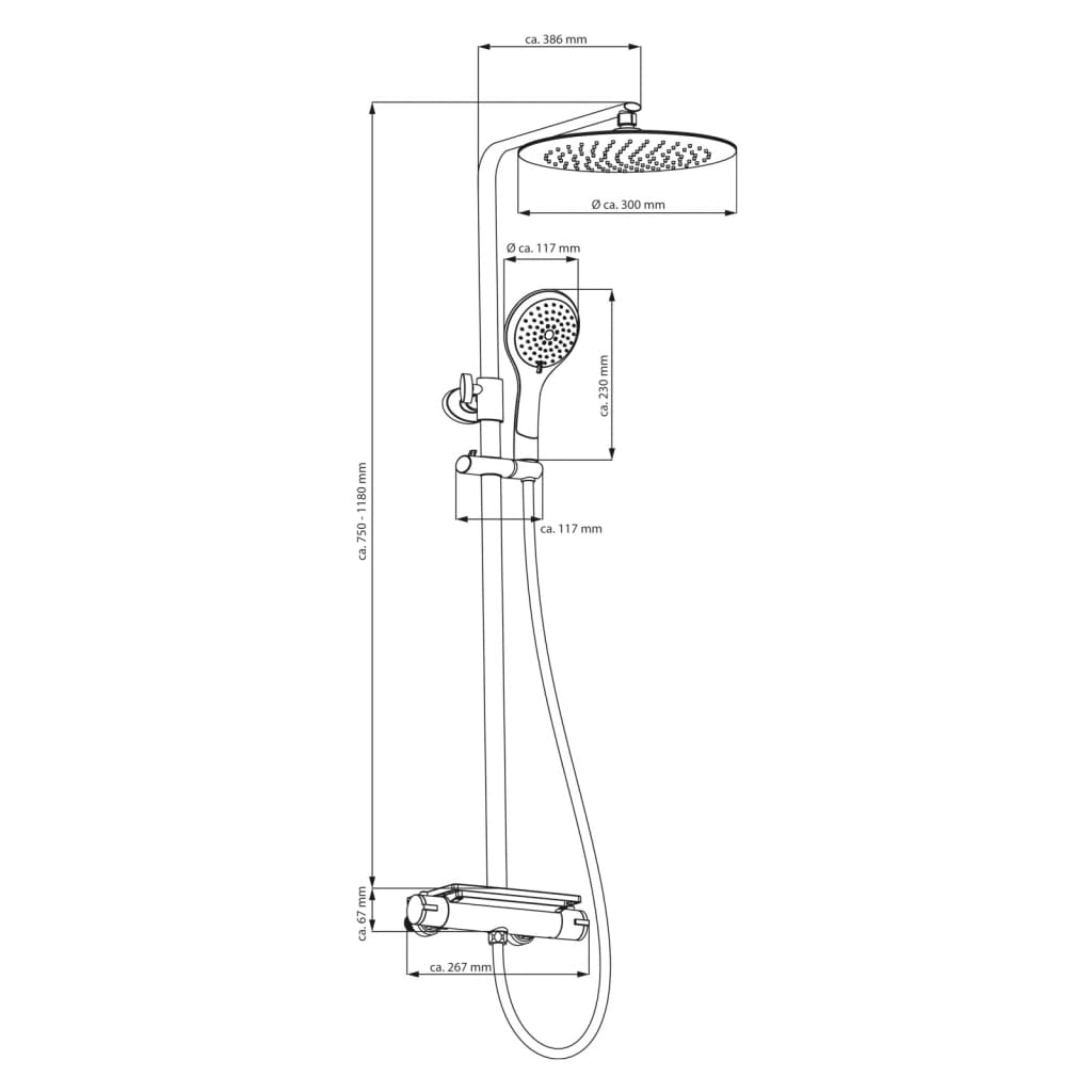 EISL Ensemble de douche de tête et mitigeur thermostatique GRANDE VITA