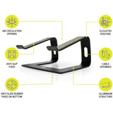 Support pour ordinateur Port Support ergonomique en aluminium pour ordinateurs portables de 10'' a 15,6''
