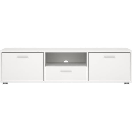 Meuble TV - MEDIA - Blanc mat  - 2 portes, 1 tiroir - 147,2 x 39,8 x 38,4 cm