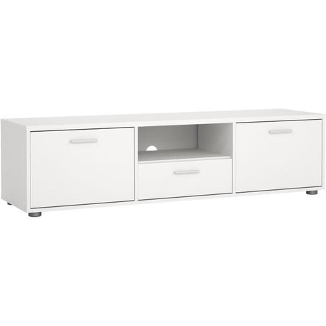 Meuble TV - MEDIA - Blanc mat  - 2 portes, 1 tiroir - 147,2 x 39,8 x 38,4 cm