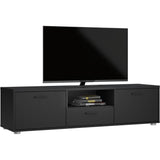 Meuble TV - MEDIA - Noir mat  - 2 portes, 1 tiroir - 147,2 x 39,8 x 38,4 cm