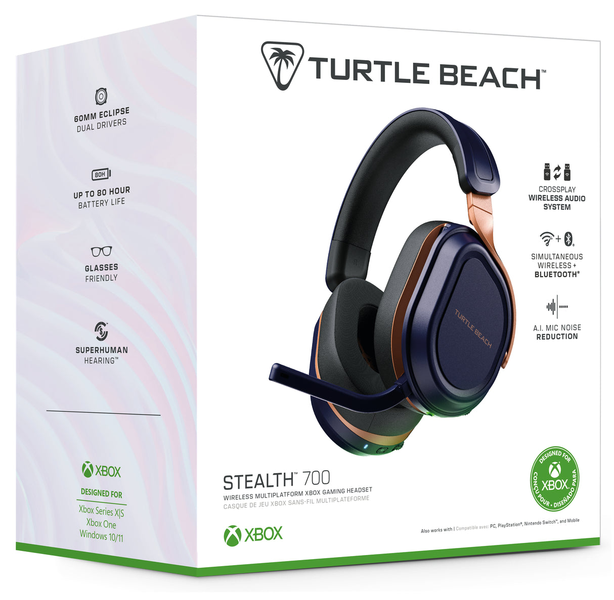 Casque gaming sans fil - Turtle Beach Stealth™ 700X (Gen3) - Cobalt - Xbox, PS5, PS4, PC, mobile, 60mm, Bluetooth, 80h