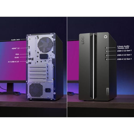 PC de bureau gamer LENOVO LOQ Tower | Sans Windows - 15,6 FHD - Intel i5-14400 - RTX 5060 8Go - RAM 16 Go - SSD 512 Go