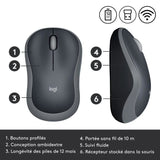 Souris - Sans fil - Logitech - M185 - Gris - Ambidextre