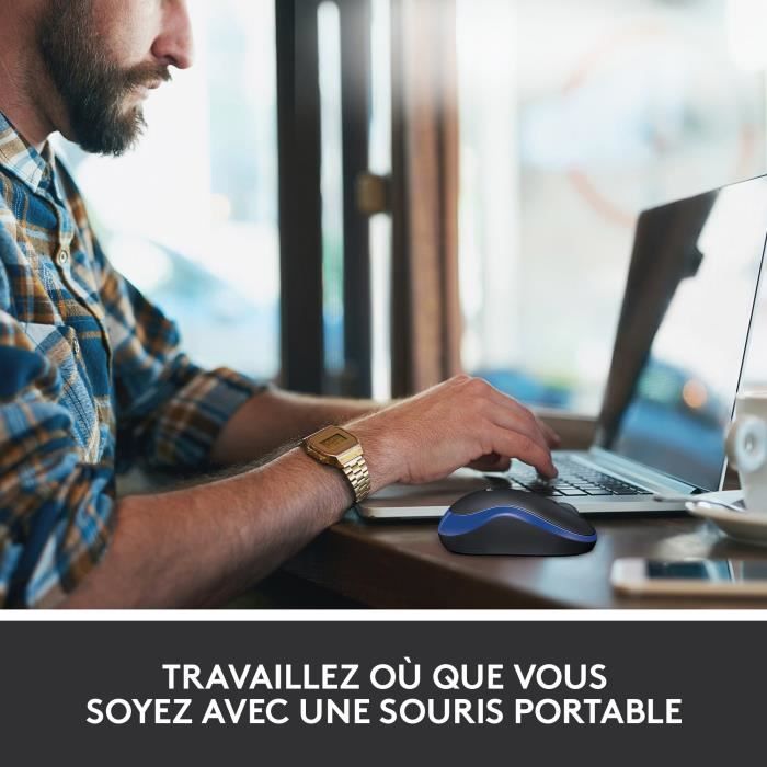 Souris - Sans fil - Logitech - M185 - Bleu - Ambidextre