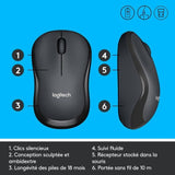 Souris - Sans Fil - Logitech - M220 Silent - Silencieuse - Noir