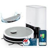 MEDION X21 SW - Robot Aspirateur Laveur avec Station de Vidange - Navigation Laser - Puissance 3000 Pa