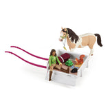 Aventures au camping de Sarah, coffret schleich avec 23 éléments inclus dont 1 cheval schleich et 1 personnage, coffret figurines