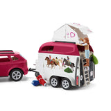 Voyage en voiture avec remorque pour chevaux, Coffret figurines Schleich 42535 Horse Club pour enfants de 5 ans