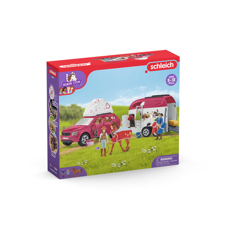 Voyage en voiture avec remorque pour chevaux, Coffret figurines Schleich 42535 Horse Club pour enfants de 5 ans