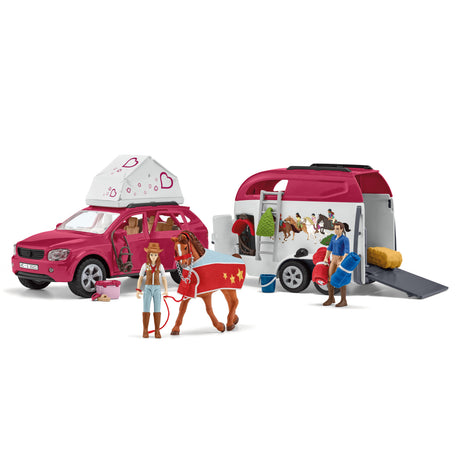 Voyage en voiture avec remorque pour chevaux, Coffret figurines Schleich 42535 Horse Club pour enfants de 5 ans