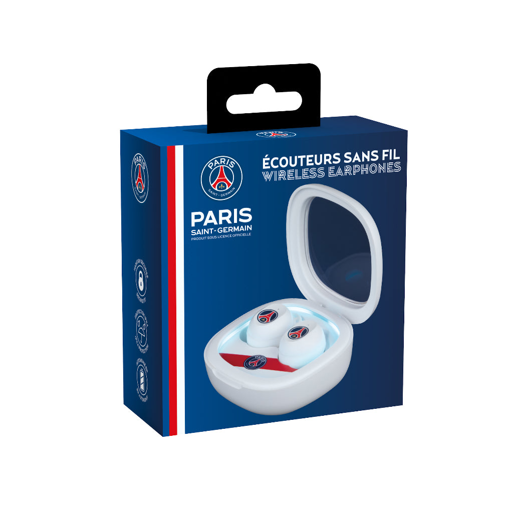 Écouteurs sans fil - KONIX - PSG - Autonomie 8 h + 15 h - IPX4 - Bluetooth - Blanc