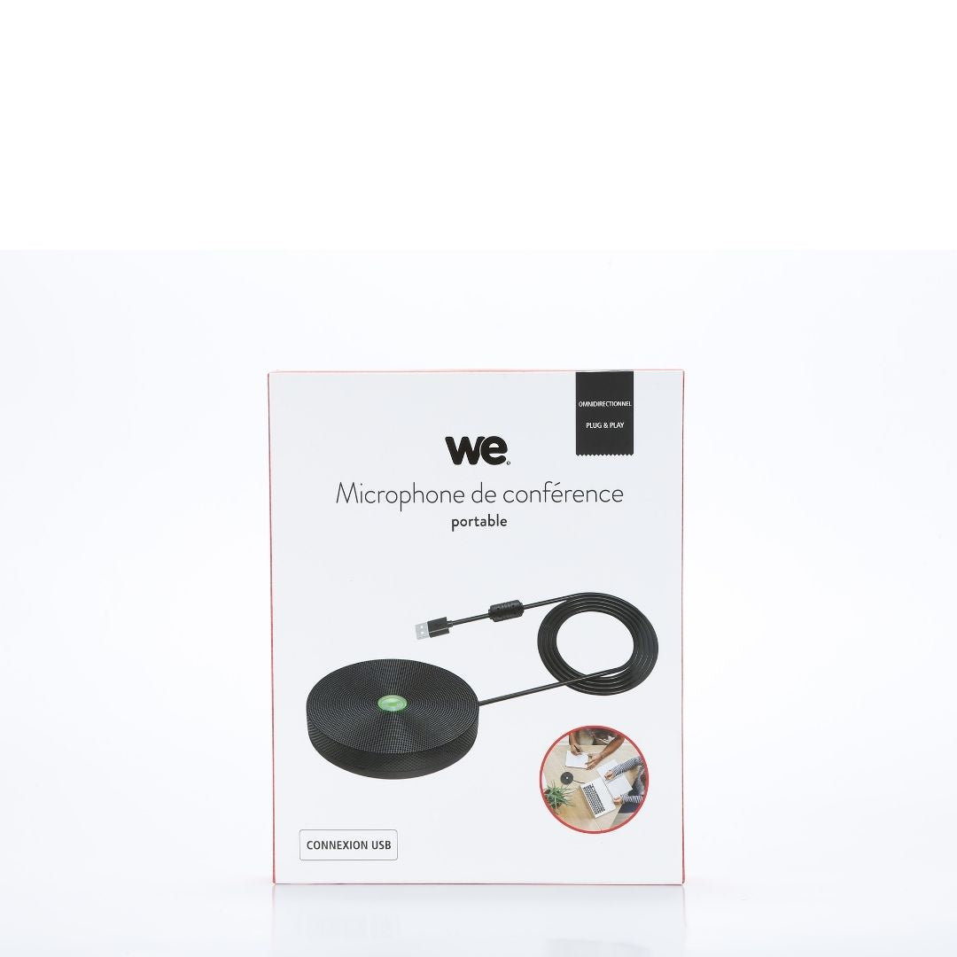 Microphone USB, design compact en métal, buton muet intégré, LED indicatif, plu