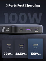 Batterie externe Ugreen Nexode - 20000mAh + cable USB-C (Gris)