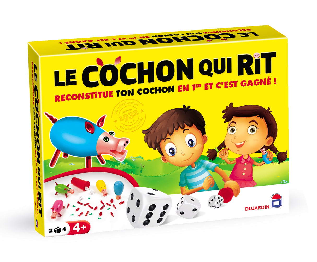 LE COCHON QUI RIT - PAR 4 - Jeu de société - DUJARDIN - Rassemblez votre cochon en lançant les dés dans ce jeu familial !