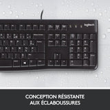 Clavier - Filaire - Logitech - K120 Business - AZERTY - Noir