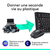 Ensemble Clavier Souris - Filaire - Logitech - MK120 - AZERTY - Noir