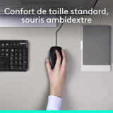 Ensemble Clavier Souris - Filaire - Logitech - MK120 - AZERTY - Noir