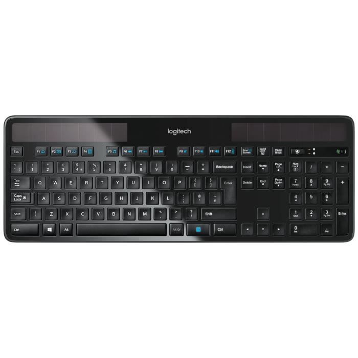 Clavier solaire - Sans fil - Logitech - K750 - AZERTY - Noir