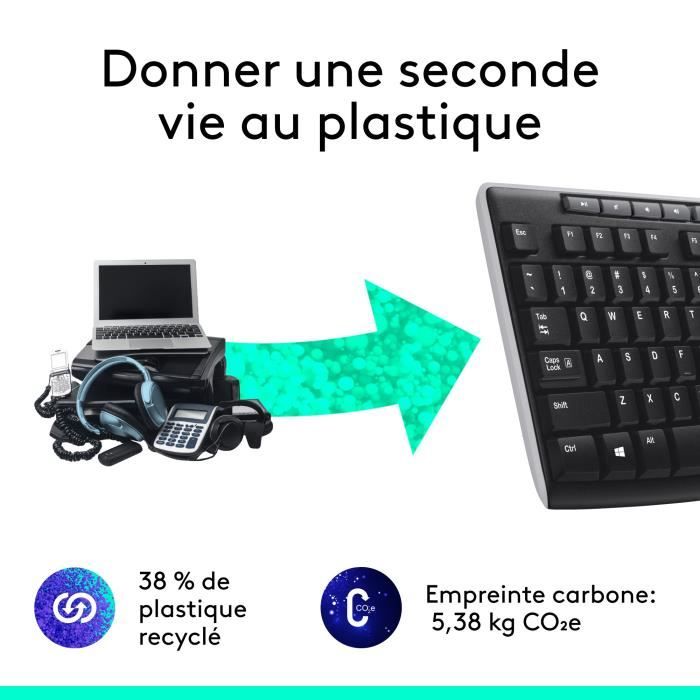 Clavier - Sans fil - Logitech - K270 - AZERTY - Noir