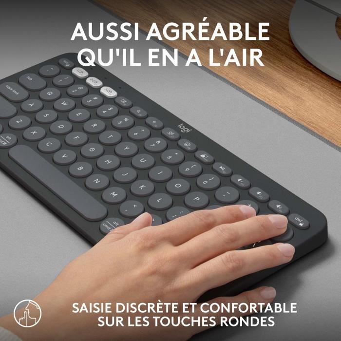 Clavier - Sans fil - Logitech - Pebble Keys 2 K380s - Bouton Easy-switch - Graphite